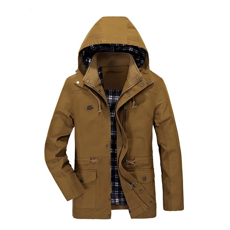 Herbst und Winter Neue gewaschene reine Baumwolljacke für Herren Dünner Mantel Herrenwerkzeug Große Größe Lockerer Trenchcoat Flut 5XL von Joom DACH