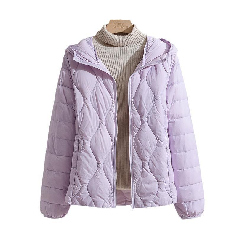 Herbst und Winter Neue leichte und dünne Damen-Daunenjacke mit Kapuze, warm, dünn, große Größe 4XL von Joom DACH