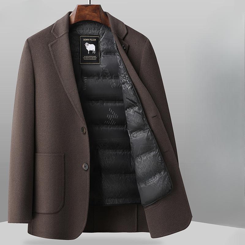 Herbst und Winter Neuer Business Casual Gänsedaunen Daunenfutter Doppelseitiger Wollanzug für Herren 4XL von Joom DACH