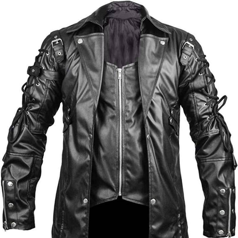 Herbst und Winter Neuer Ledermantel Herren Große Halloween Mittelalterliche Kleidung Punk Gothic Ledermantel XXXL von Joom DACH