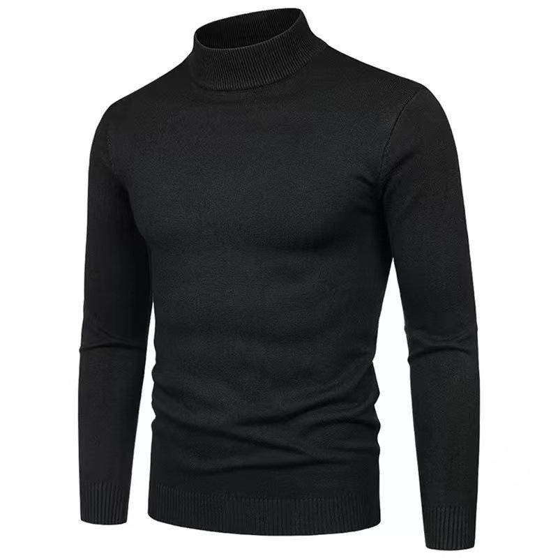 Herbst und Winter Nicht verblassen Anti-Pilling Kerngesponnenes Garn Einfarbig Herren Halb-Rollkragenpullover Strickpullover M schwarz von Joom DACH