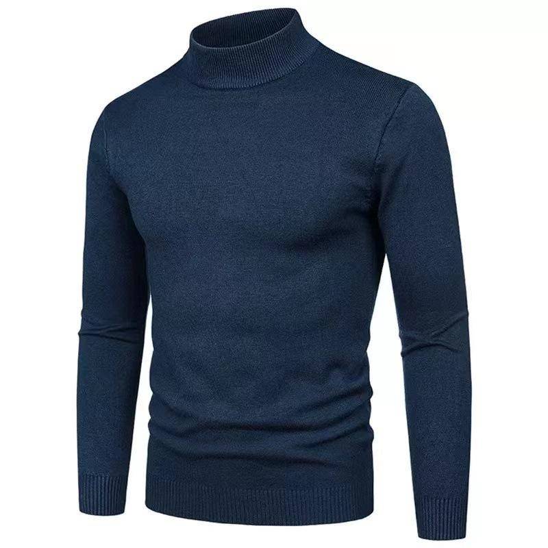 Herbst und Winter Nicht verblassen Anti-Pilling Kerngesponnenes Garn Einfarbig Herren Halb-Rollkragenpullover Strickpullover XL dunkelblau von Joom DACH