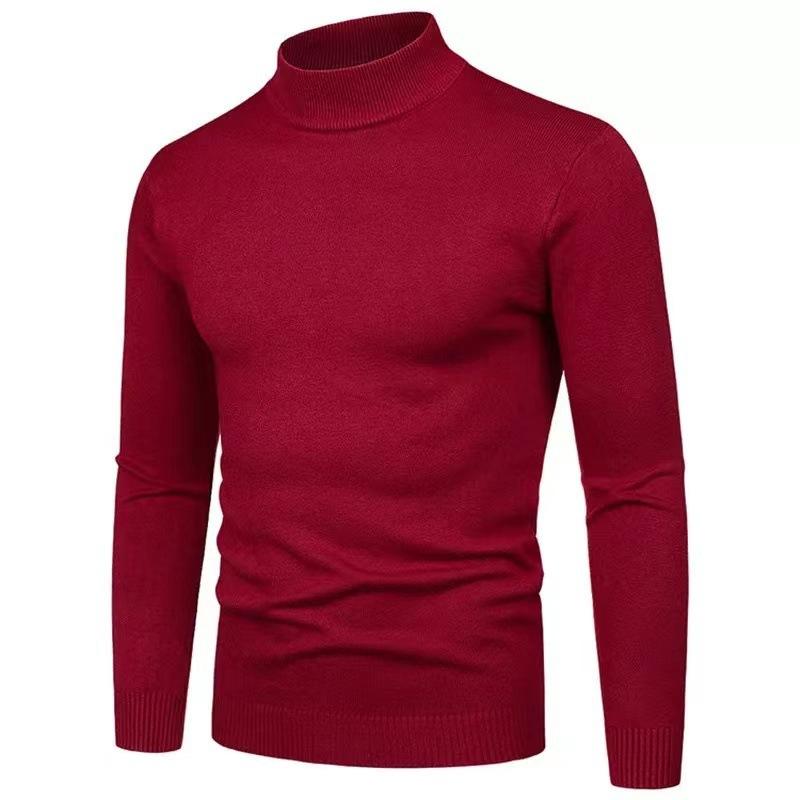 Herbst und Winter Nicht verblassen Anti-Pilling Kerngesponnenes Garn Einfarbig Herren Halb-Rollkragenpullover Strickpullover XL rot von Joom DACH