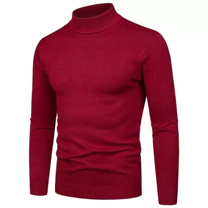 Herbst und Winter Nicht verblassen Anti-Pilling Kerngesponnenes Garn Einfarbig Herren Halb-Rollkragenpullover Strickpullover XL rot von Joom DACH