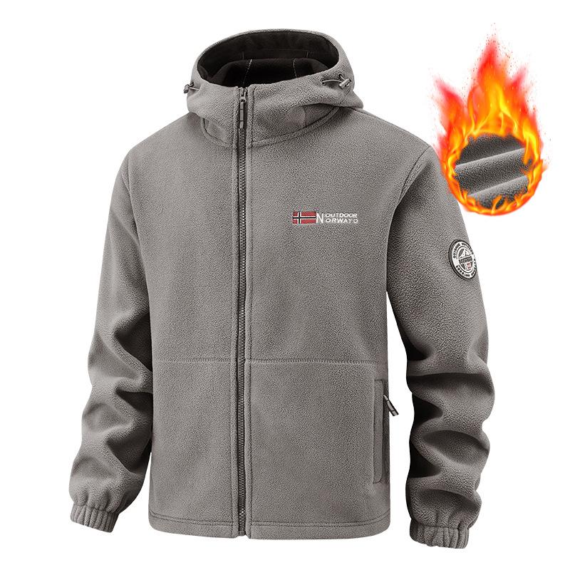 Herbst und Winter Norwegische Europäische Größe Herren Fleece Kapuzenjacke Kältebeständige Warme Jacke XL graue von Joom DACH
