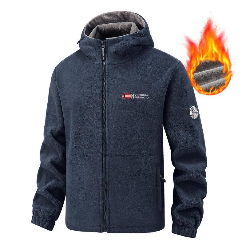 Herbst und Winter Norwegische Europäische Größe Herren Fleece Kapuzenjacke Kältebeständige Warme Jacke XXL dunkelblaue von Joom DACH