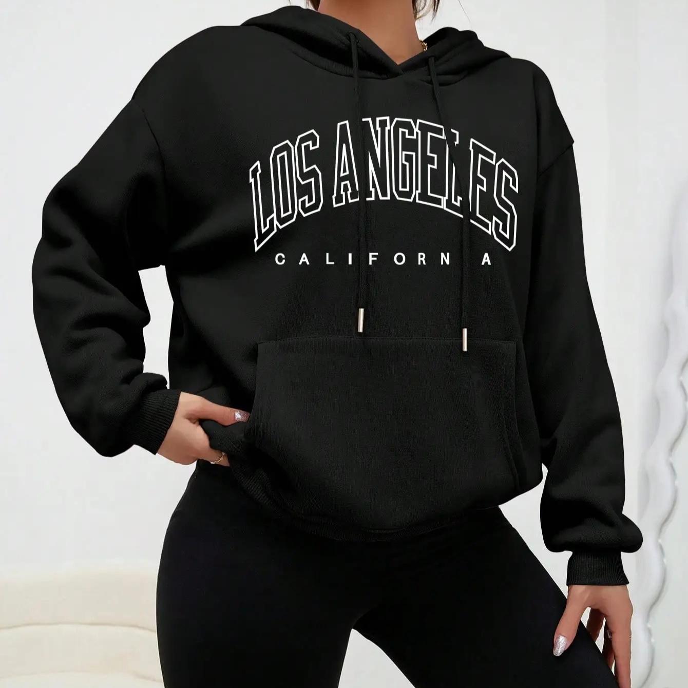 Herbst und Winter Pullover Damen Plüsch Kapuzenpullover Lose Druck Großer dünner Samtmantel Ins Modische Frauen L schwarz von Joom DACH