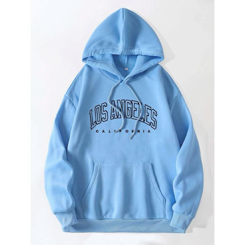 Herbst und Winter Pullover Damen Plüsch Kapuzenpullover Lose Druck Großer dünner Samtmantel Ins Modische Frauen XXL hellblaue von Joom DACH