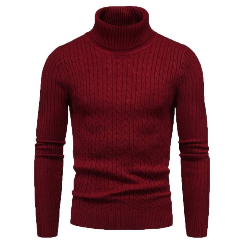 Herbst und Winter Rollkragenpullover Warm Fashion Solid Color Pullover Herrenpullover Slim Pullover Herren Strickpullover Hemd grundiert M weinrot von Joom DACH