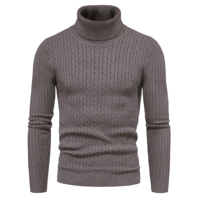 Herbst und Winter Rollkragenpullover Warm Fashion Solid Color Pullover Herrenpullover Slim Pullover Herren Strickpullover Hemd grundiert S kaffeebraun von Joom DACH