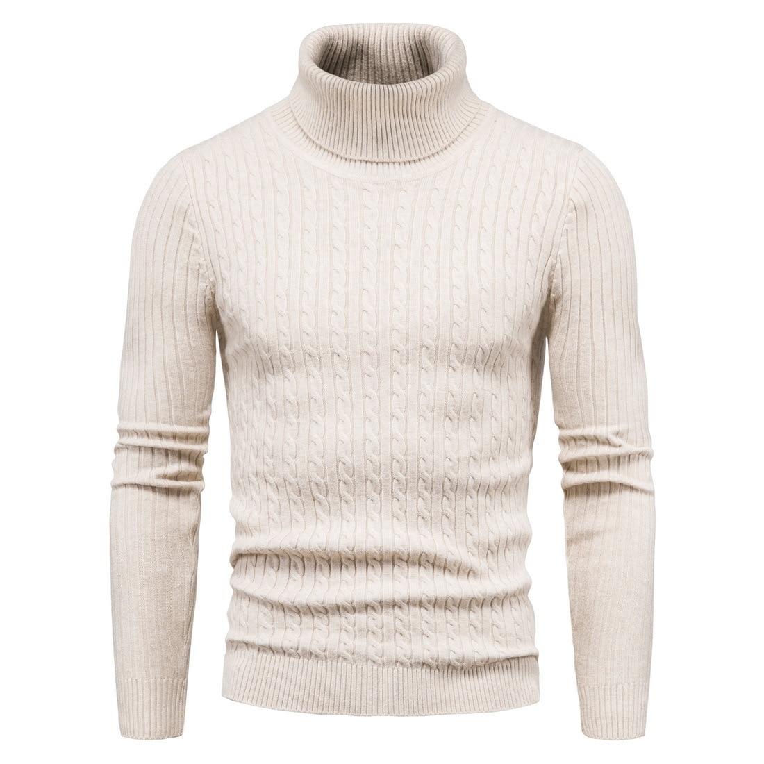 Herbst und Winter Rollkragenpullover Warm Fashion Solid Color Pullover Herrenpullover Slim Pullover Herren Strickpullover Hemd grundiert XL von Joom DACH