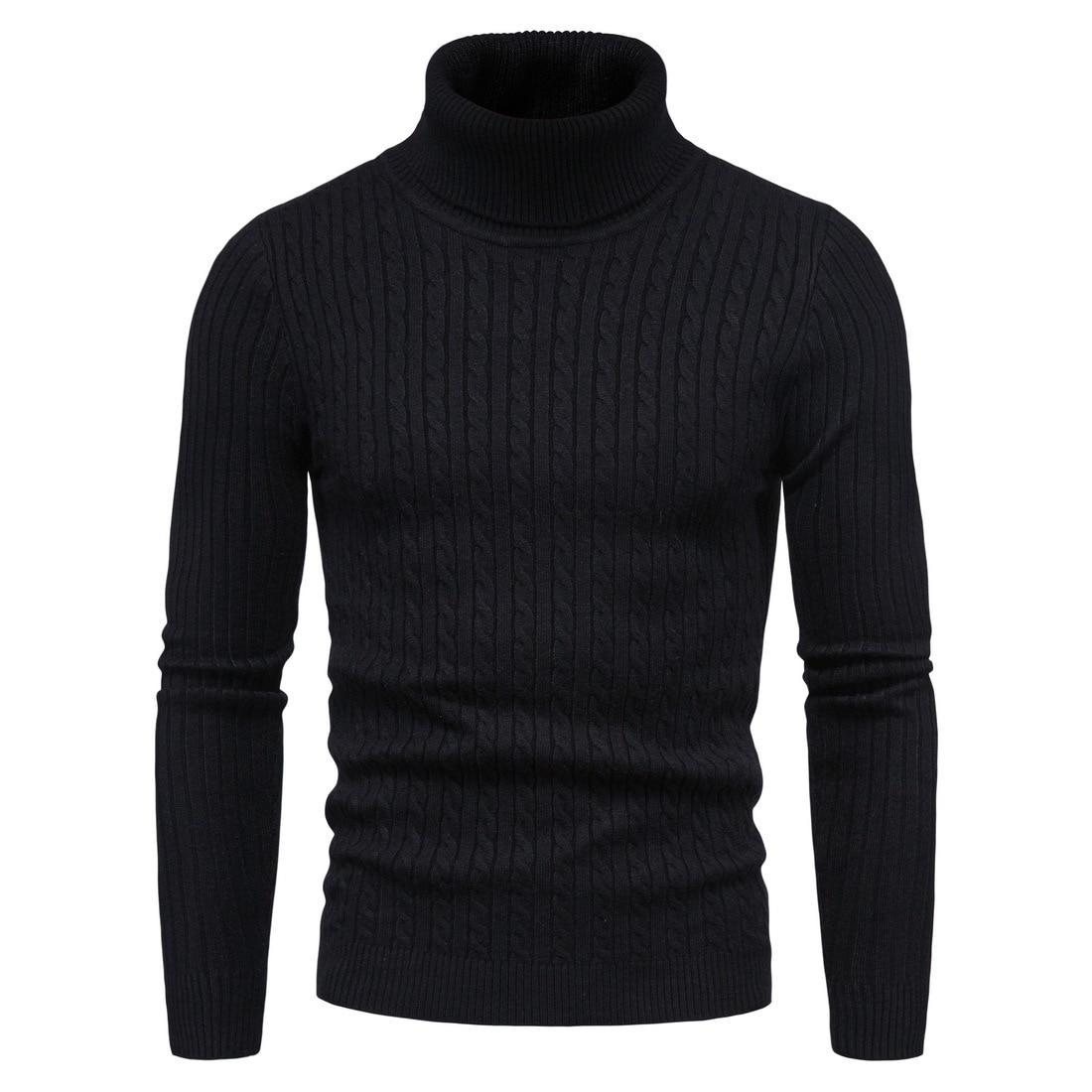 Herbst und Winter Rollkragenpullover Warm Fashion Solid Color Pullover Herrenpullover Slim Pullover Herren Strickpullover Hemd grundiert XXXL schwarz von Joom DACH