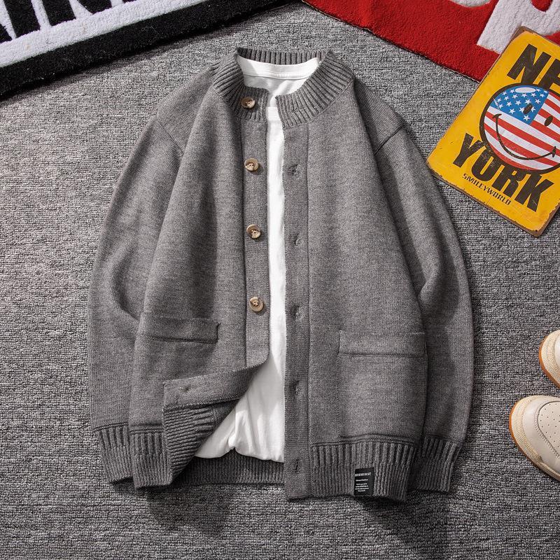 Herbst und Winter Strickpullover Trend Einfache Casual Cardigan Pullover Männer Live Stream M graue von Joom DACH