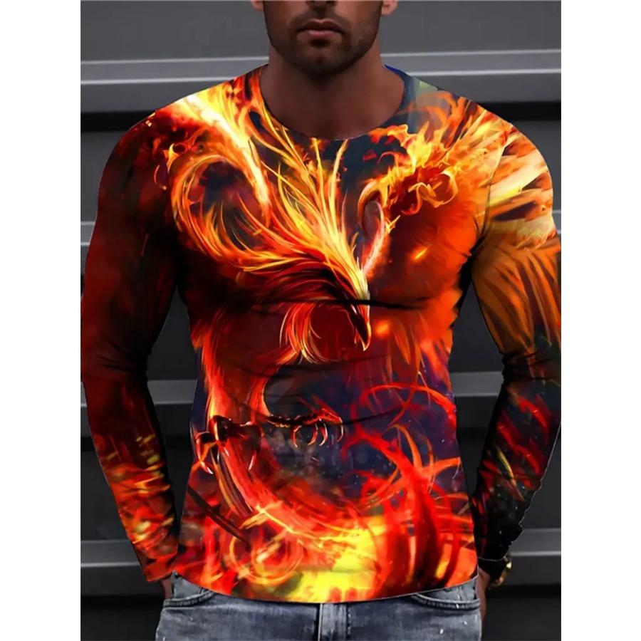 Herbst und Winter Tägliche Straßenmode Für Herren Langarm-T-Shirts Urban Casual Langarm-Oberteile 3D-Drachen-Print Herrenbekleidung 4XL von Joom DACH
