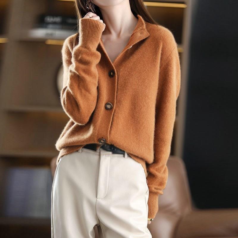 Herbst und Winter Woll-Kaschmirpullover Damen Selbstkultivierung Halbhochhals-Strickjacke Warmer Strickpullover Damen L gold von Joom DACH