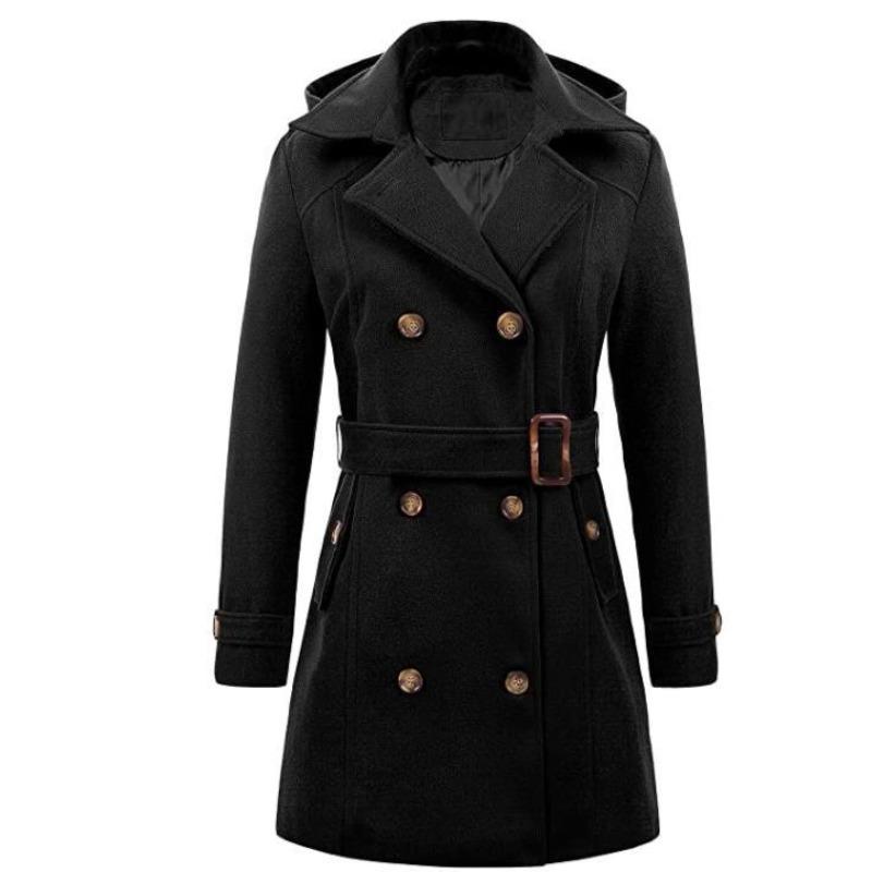 Herbst und Winter Wollmantel für Damen mit Kapuze, große Nizi-Jacke L von Joom DACH