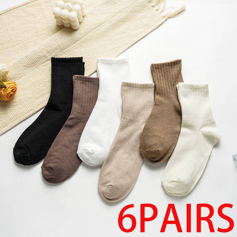 Herbst und Winter vertikal gestreifte einfarbige Mittelrohrsocken All-Match-Fleece-Socken ohne Knochen Damen-Sportsocken One size von Joom DACH