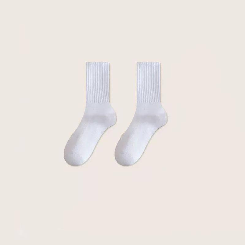 Herbst und Winter vertikal gestreifte einfarbige Mittelrohrsocken All-Match-Fleece-Socken ohne Knochen Damen-Sportsocken One size weiß von Joom DACH