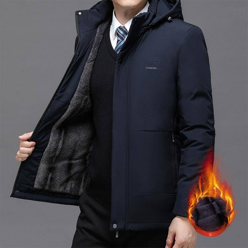 Herbst- und Winterjacke Herren Kapuzenjacke mit Fleecefutter und dicker Thermojacke 4XL navy blau von Joom DACH