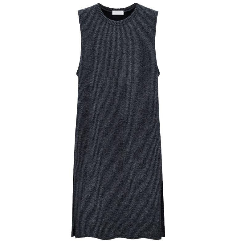 Herbst- und Winterkleid für Damen Neu Große Größe Schlitz Gestrickt Mittellang Winter Träger Ärmellos Basis Hüftbetonend Weste Rock 6XL von Joom DACH