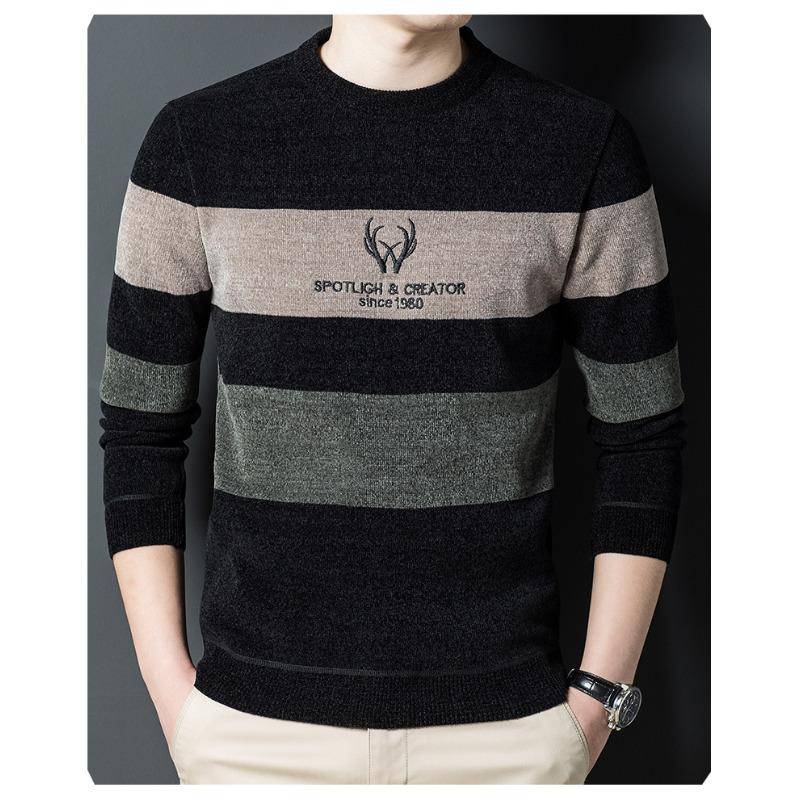 Herbst- und Winterkleidung Herren-Rundhalspullover Fleecegefütterter, verdickter Strickpullover XL grün von Joom DACH