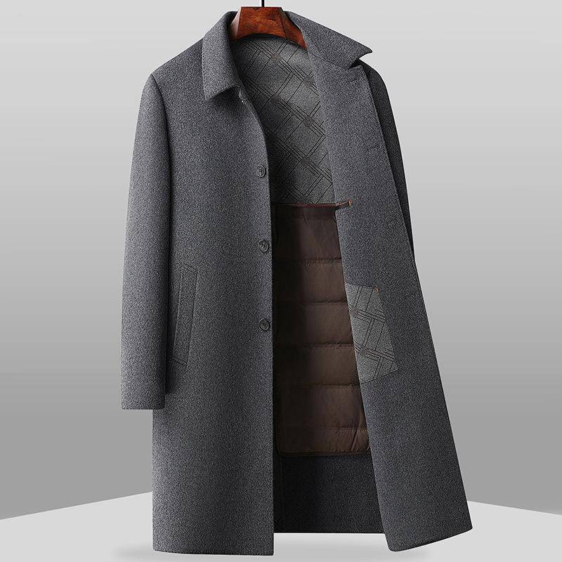 Herbst- und Wintermantel aus Wolle, doppelseitig, für Herren, verdickter, herausnehmbarer Innenmantel mit langem Revers für Herren 2XL grau von Joom DACH