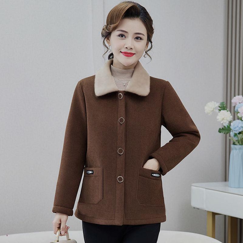 Herbst- und Wintermantel für Mütter mittleren Alters Neuer Stil Oberbekleidung für Frauen mittleren und höheren Alters Karomuster Eckiger Kragen 5XL von Joom DACH