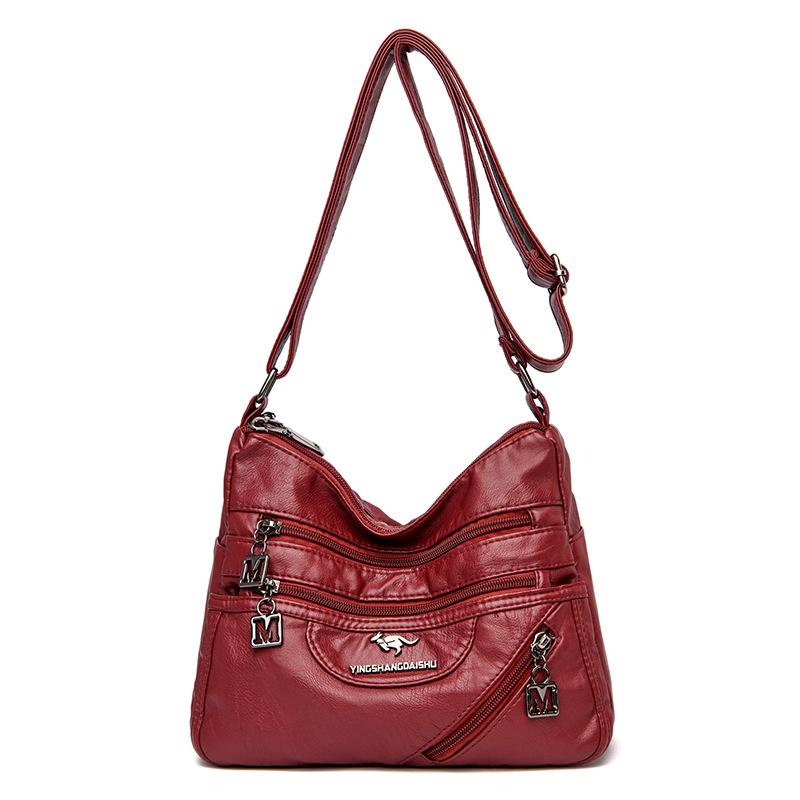 Herbst- und Wintermode Gewaschene Weiche Leder Umhänge-Schultertasche Hunderte von Modischen Damenhandtaschen mit Großer Kapazität rot von Joom DACH