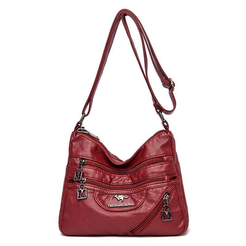 Herbst- und Wintermode Gewaschene Weiche Leder Umhänge-Schultertasche Hunderte von Modischen Damenhandtaschen mit Großer Kapazität rot von Joom DACH