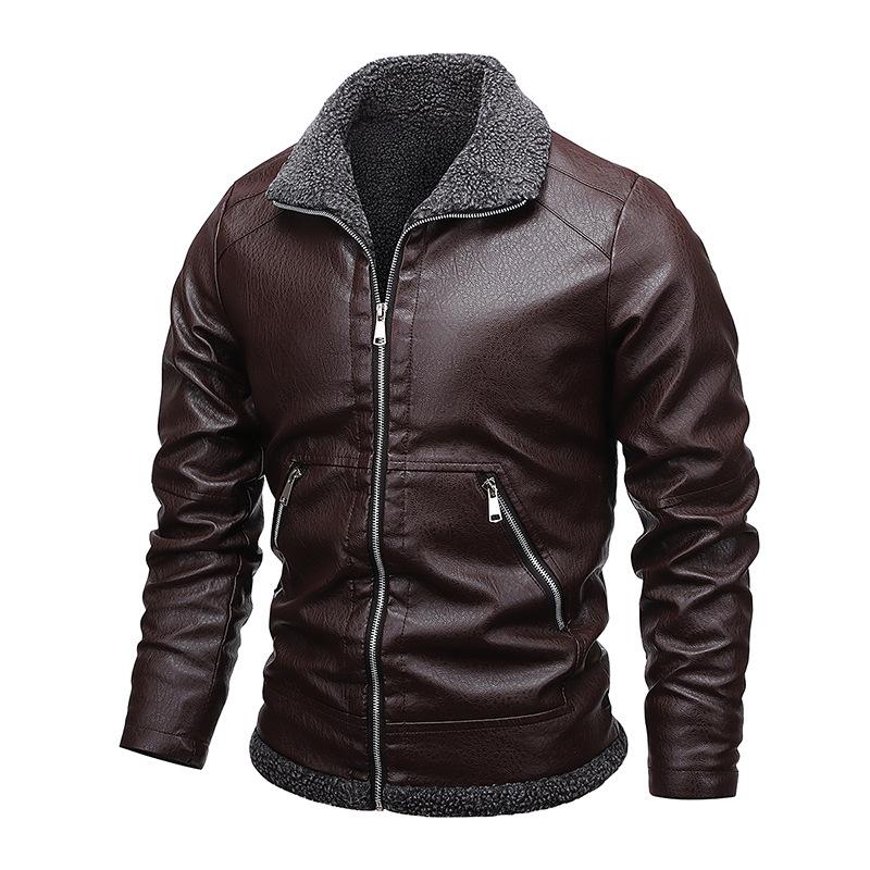Herbst und winter leder jacke männer neue revers fleece pelz integrierte männer pu jacke 4XL von Joom DACH