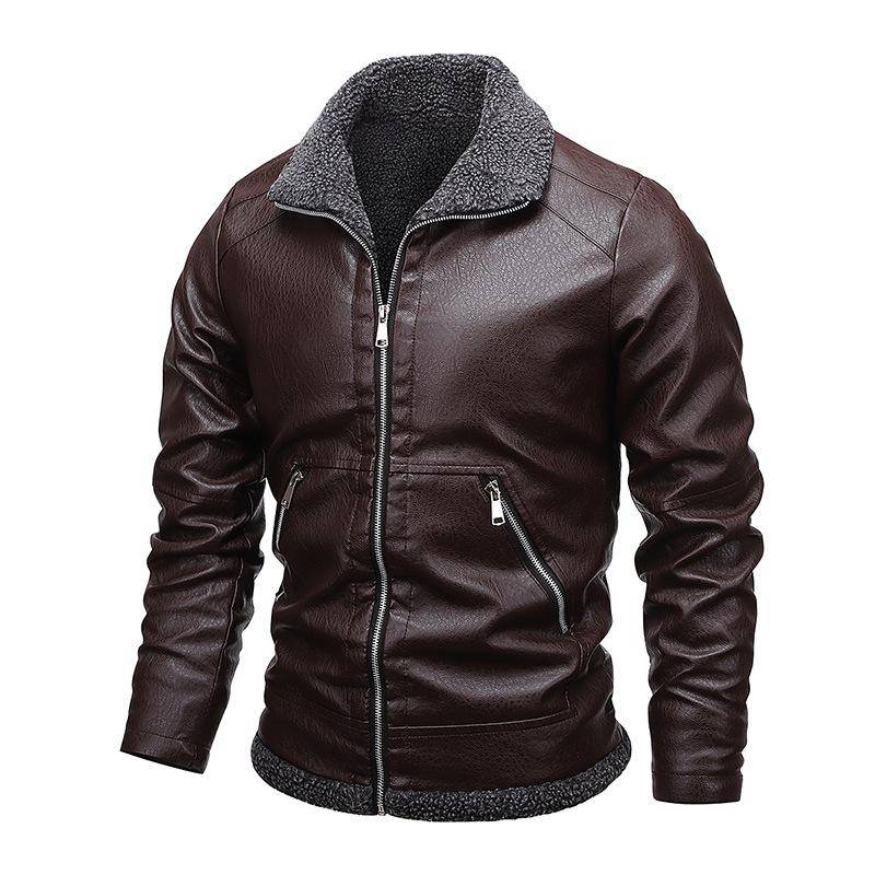 Herbst und winter leder jacke männer neue revers fleece pelz integrierte männer pu jacke 4XL von Joom DACH