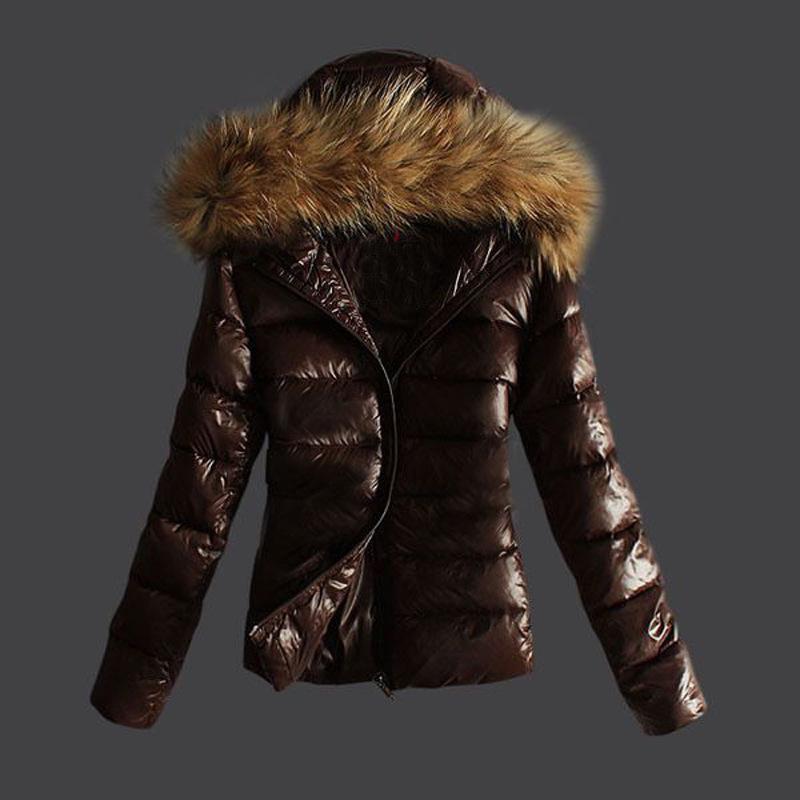 Herbstjacke für Damen, modischer Mantel, glänzend, wasserdicht, Winterjacke mit Kapuze, Übergröße, Parkas, Schneebekleidung S braun von Joom DACH