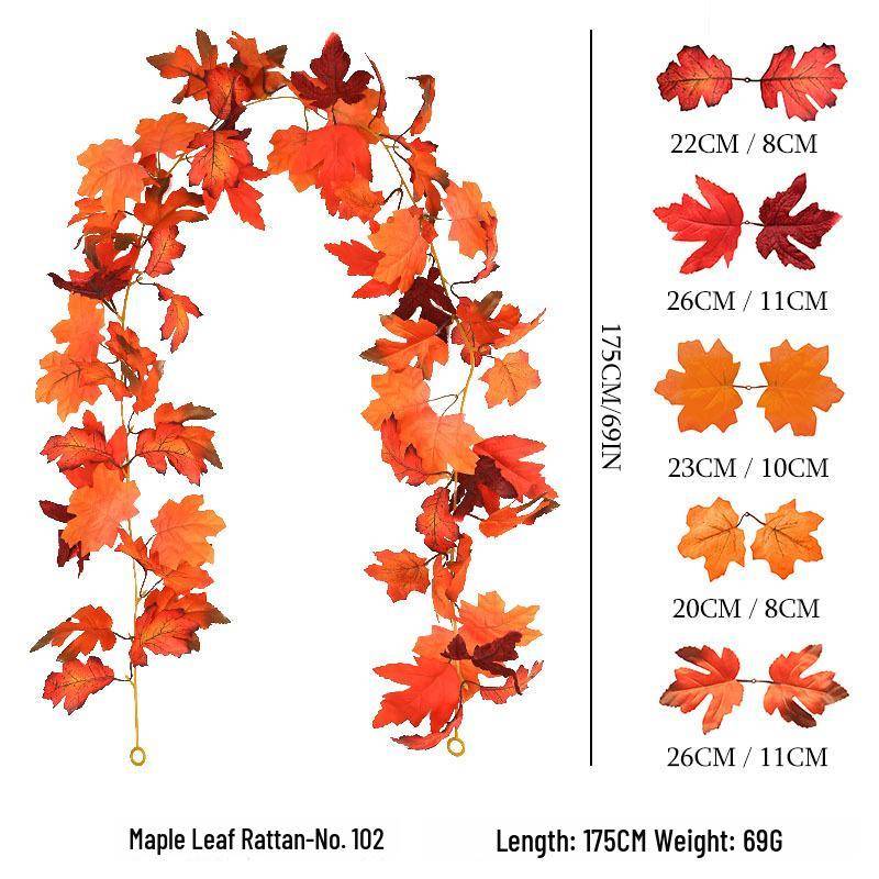 Herbstliche dekorative künstliche grüne Ahornblatt-Wandbehang für Halloween und Weihnachten von Joom DACH