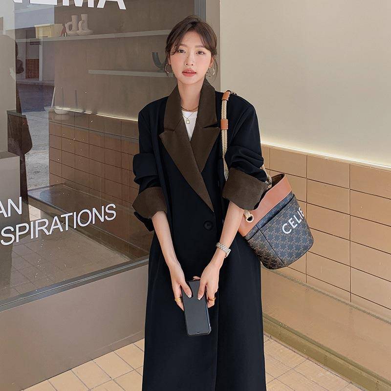 Herbstliches und koreanisches Design, neues Temperament und Design, Anzug, Windjacke, Mantel, mittellanger Nischenmantel im Hepburn-Stil für Damen XL von Joom DACH