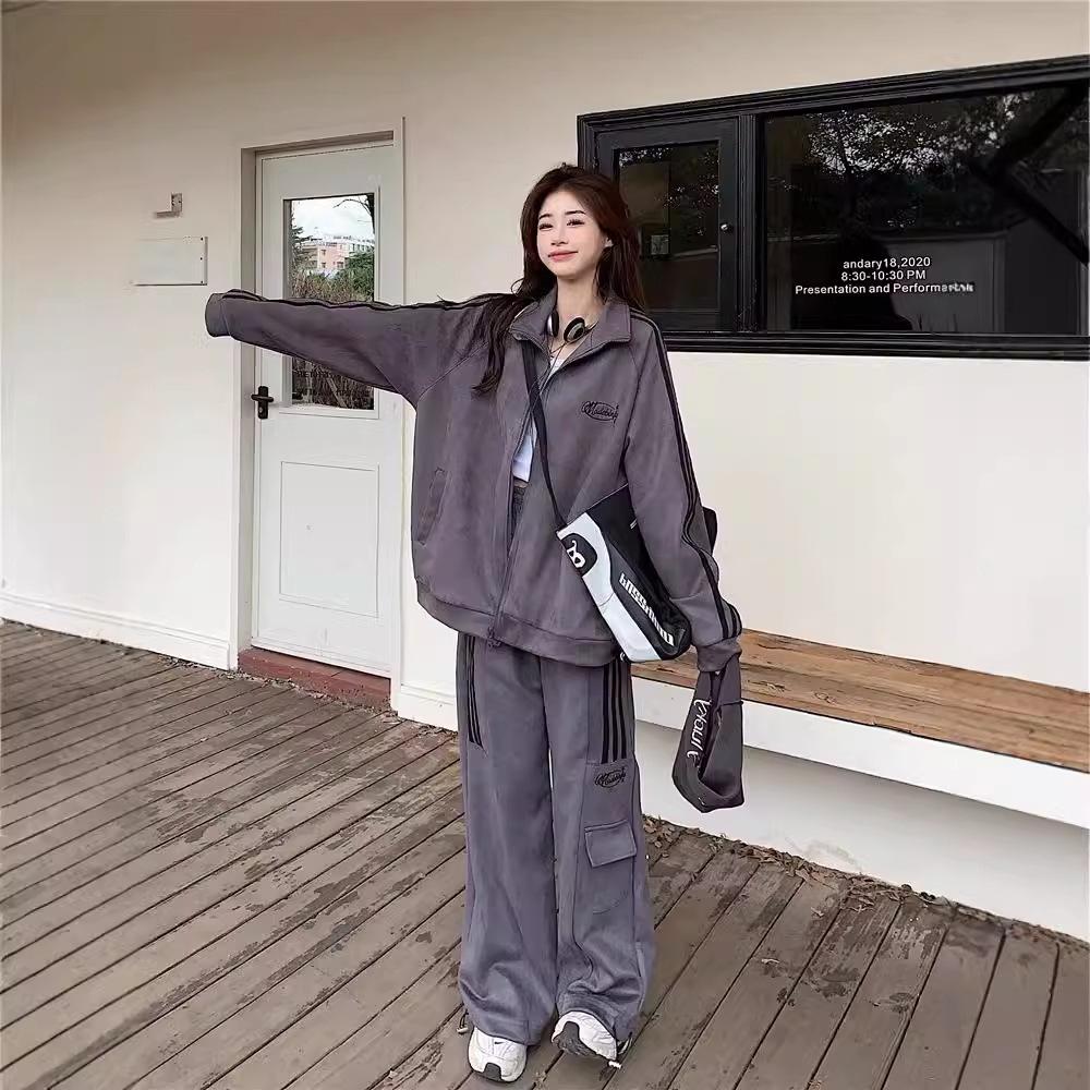 Herbstmode-Pullover in Übergröße und lässiges Sport-Zweiteiler-Set für Damen (Passend für 200–300 Pfund) 5XL graue von Joom DACH