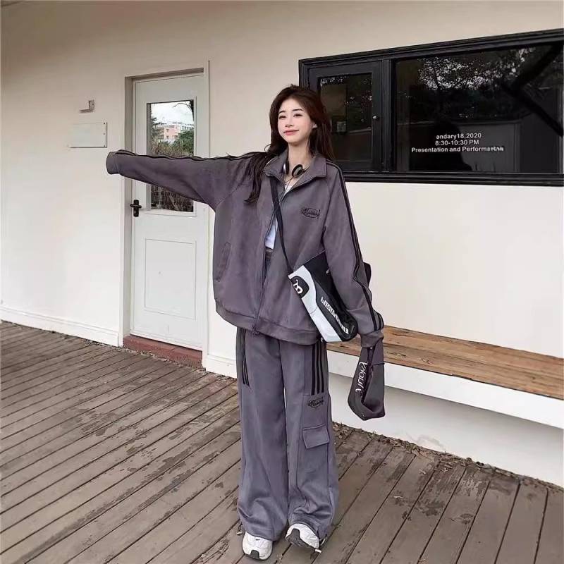 Herbstmode-Pullover in Übergröße und lässiges Sport-Zweiteiler-Set für Damen (Passend für 200–300 Pfund) 5XL graue von Joom DACH