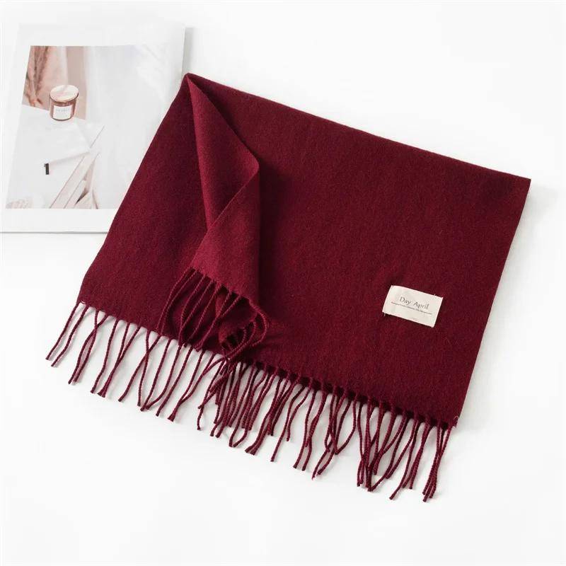 Herbstschal für Damen Lang Warme Kaschmirschals Winter Hijab Einfarbig Damen Stola Wickeltuch Weiblich Pashmina Bandana Kopftücher von Joom DACH