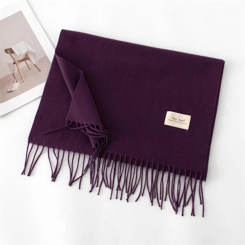 Herbstschal für Damen Lang Warme Kaschmirschals Winter Hijab Einfarbig Damen Stola Wickeltuch Weiblich Pashmina Bandana Kopftücher von Joom DACH