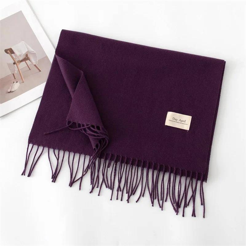 Herbstschal für Damen Lang Warme Kaschmirschals Winter Hijab Einfarbig Damen Stola Wickeltuch Weiblich Pashmina Bandana Kopftücher von Joom DACH