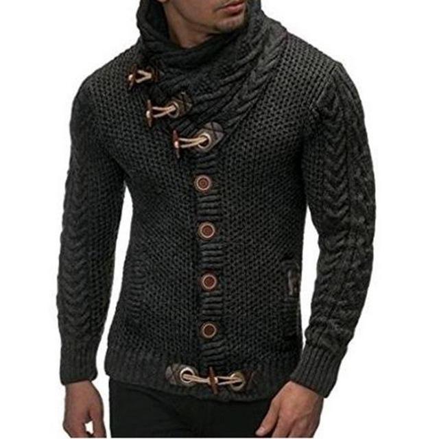 Herren 2019 Pullover mit Schnalle, Strickjacke, Winter, warm, dick, Rollkragenpullover, Strickpullover XXL schwarz von Joom DACH