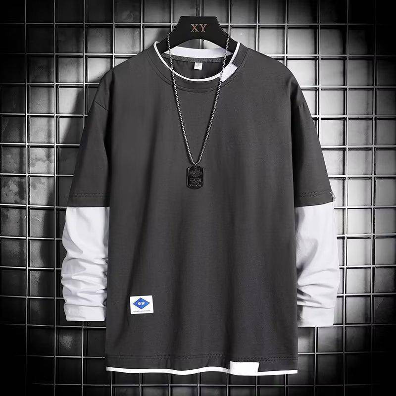 Herren 2022 Herbstmode Langarm Fake Zweiteiliges Loose Trend T-Shirt XXL von Joom DACH