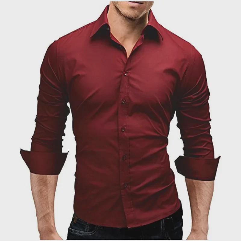 Herren 2023 Einfarbig Slim Fit Langarm Formales Hemd 4XL von Joom DACH