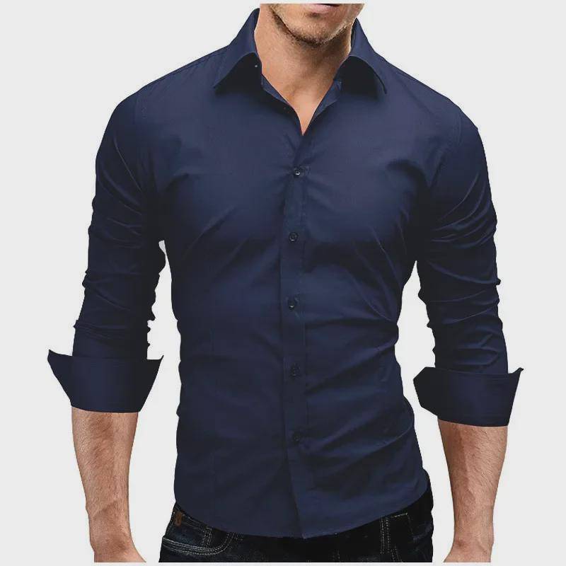 Herren 2023 Einfarbig Slim Fit Langarm Formales Hemd XL von Joom DACH