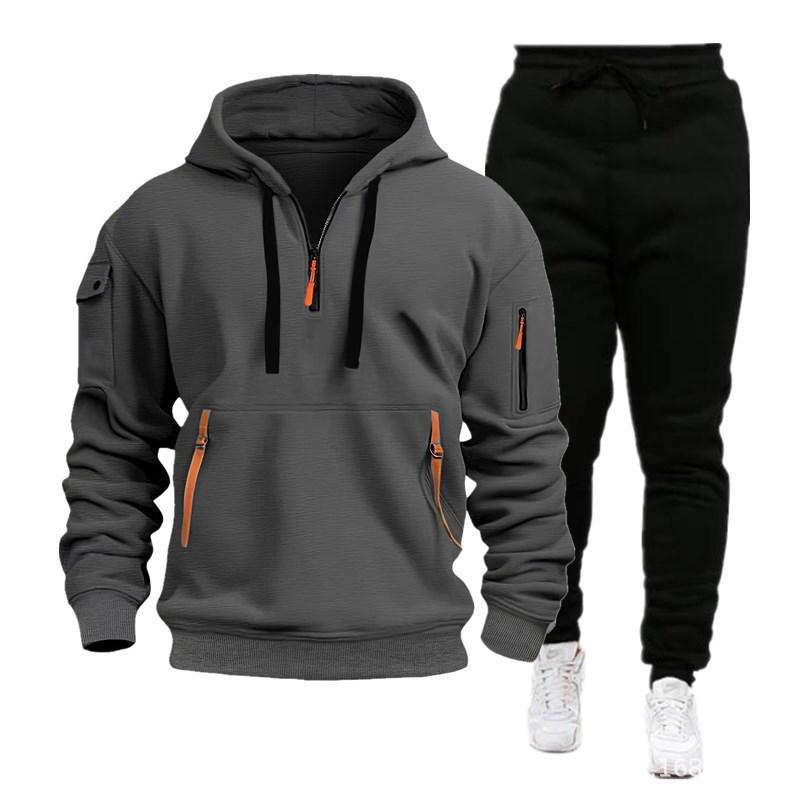 Herren 2024 Frühling & Herbst Sport Zip Hoodie Sweatshirt & Sweatpants Set L von Joom DACH