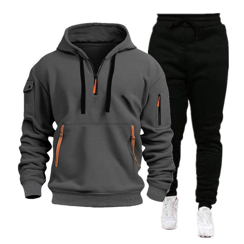 Herren 2024 Frühling & Herbst Sport Zip Hoodie Sweatshirt & Sweatpants Set L von Joom DACH