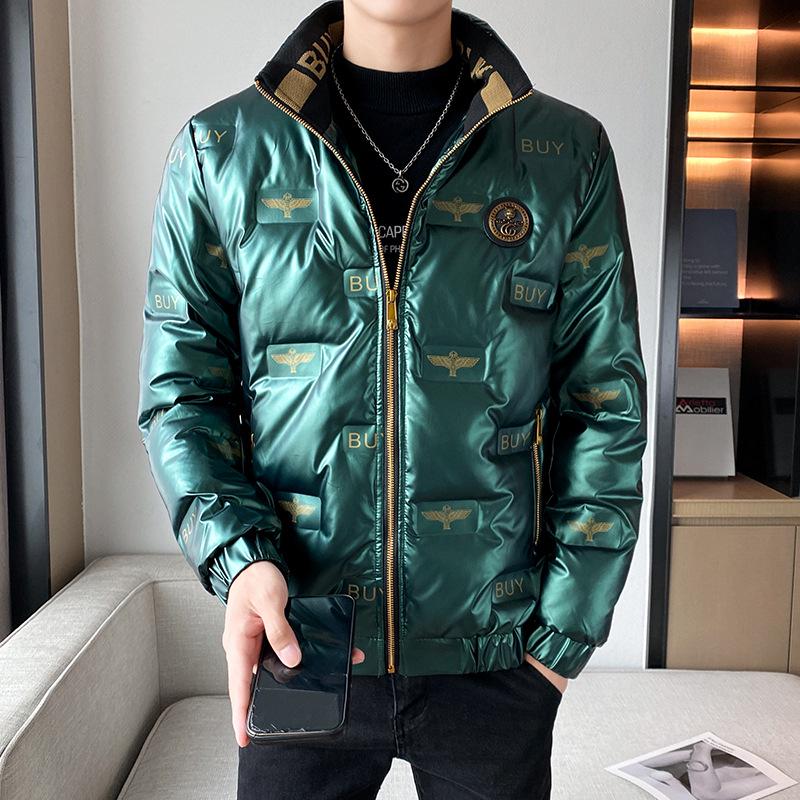 Herren 2024 Leichte Trendige Kurze Winter Daunenjacke - Dicke Weiße Entendaunen Stehkragen Mantel L grün von Joom DACH