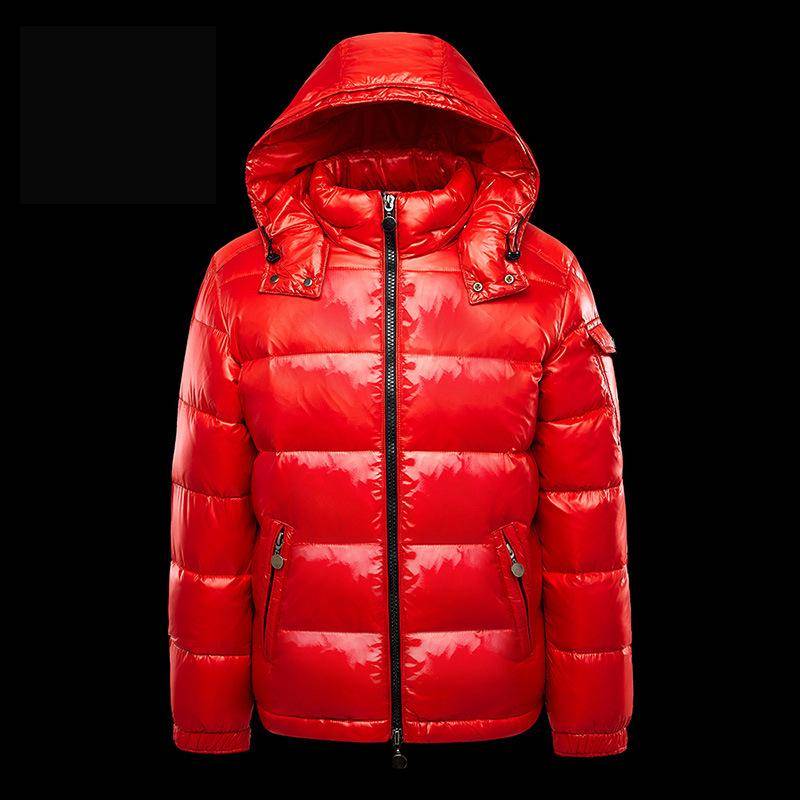 Herren 2025 Trendige Kurze Daunenjacke - Neuer Stil Paar Streetwear, Glänzende Oberfläche, Verdickt, Grenzüberschreitender Herrenmantel L (European Size) rot von Joom DACH