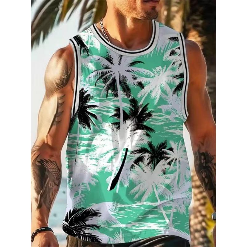 Herren 3D-Druck Hawaiian Ärmellose Weste Sommer Strand Rettungsschwimmer Freizeitkleidung Herren Rundhals Outdoor Sport T-Shirt Top S-5XL 3XL von Joom DACH