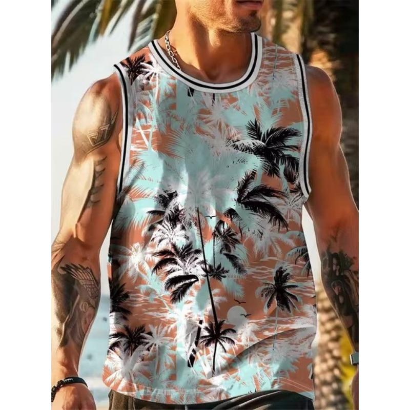Herren 3D-Druck Hawaiian Ärmellose Weste Sommer Strand Rettungsschwimmer Freizeitkleidung Herren Rundhals Outdoor Sport T-Shirt Top S-5XL 3XL von Joom DACH