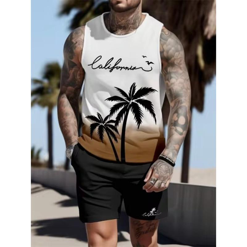Herren 3D-Druck Hawaiian Ärmellose Weste Sommer Strand Rettungsschwimmer Freizeitkleidung Herren Rundhals Outdoor Sport T-Shirt Top S-5XL 4XL von Joom DACH